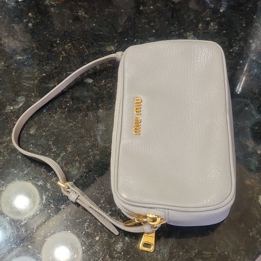 MIU MIU Leather Wristlet Mini Clutch Bag